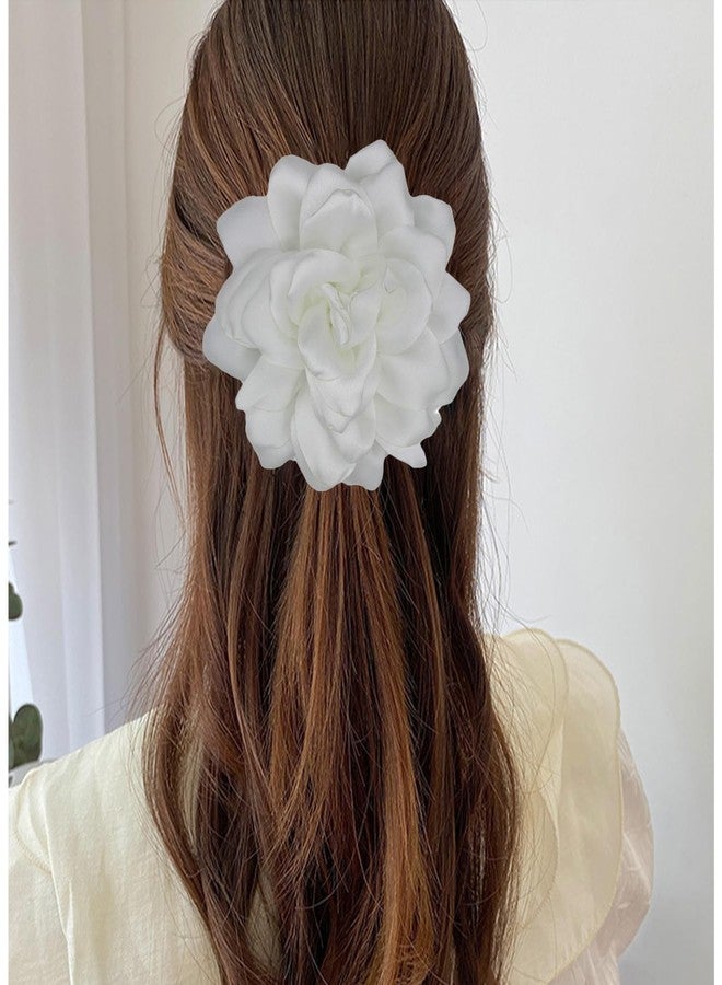 Decixde Flower Brooches for Women Satin Fabric Rose Brooches Handmade Flower Brooches Pin for Wedding Party Dance Banquet Ceremony Versatile Floral Accessory for Clothing and Hairstyling Size:4.72in (white) - Image 2